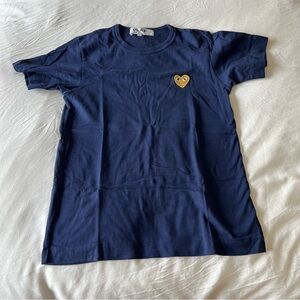 EUC Comme Des Garcons Navy & Gold Heart T-Shirt